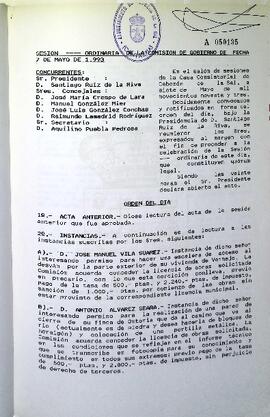 Libro de actas de la Comisión de Gobierno, 1993