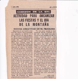 216 ACTIVIDAD PARA ORGANIZAR LAS FIESTAS Y EL DÍA DE LA MONTAÑA