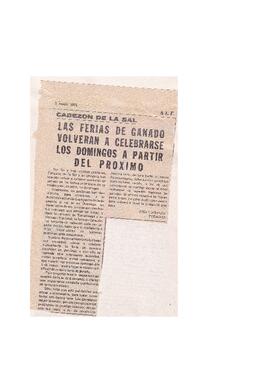009 LAS FERIAS DE GANADO VOLVERÁN A CELEBRARSE LOS DOMINGOS A PARTIR DEL PRÓXIMO
