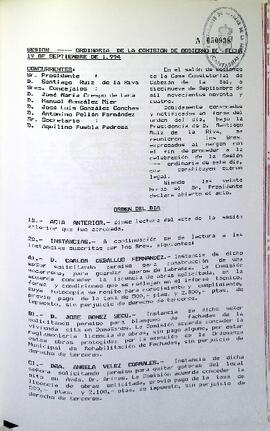Libro de actas de la Comisión de Gobierno, 1994-1995